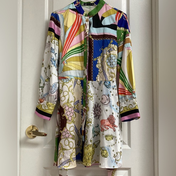 Zara lion print belt y2k 2000s fashion vintage, short printed mini dress XS - Picture 4 of 15